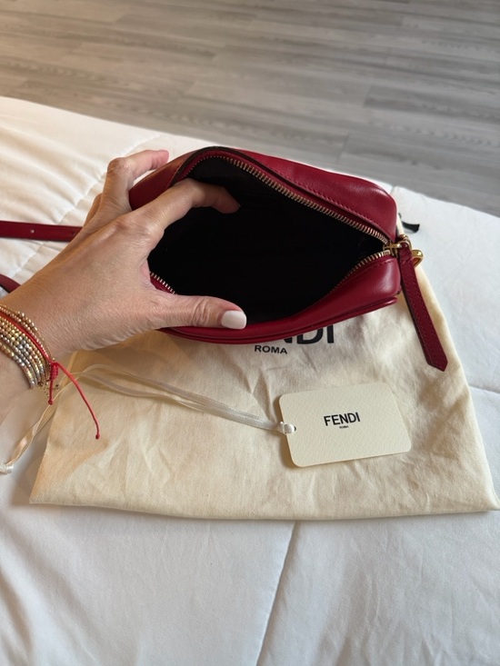 Fendi Red Embossed FF Leather Crossbody Camera Bag - Picture 3 of 6